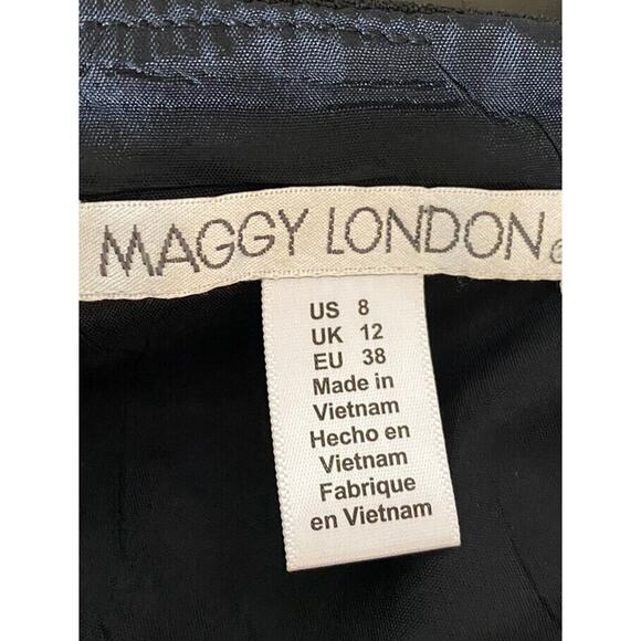 Maggy London Women’s Black Dress Crochet Detail 3/4 Sleeve Size US8 Boho - Picture 5 of 8